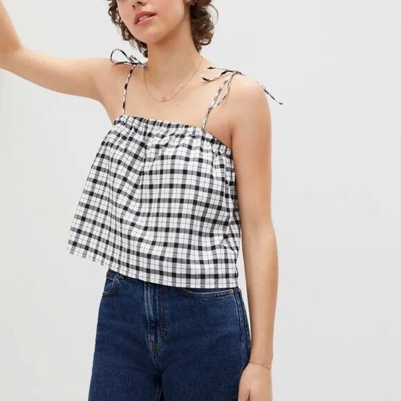 Everlane The Flowy Cami in black white gingham Size XL - Picture 1 of 7